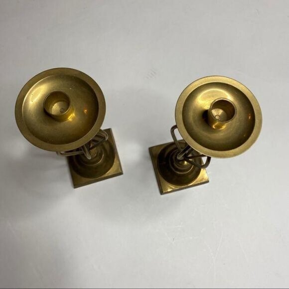 Vintage Brass India Candle Holders Metal Pedestal - Picture 6 of 8